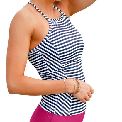 Chic and Style striped backless ladies bikini top set