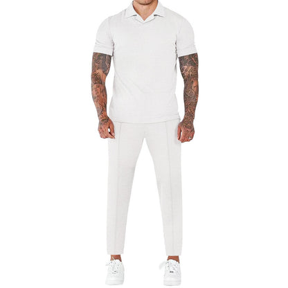 Hommes moderne ensemble à manches courtes en tissu structuré Chic und Stil