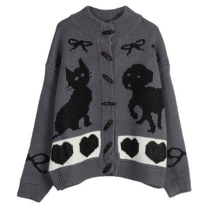Damen cardigan avec des motifs d'animaux ludiques et des détails de boutons Chic und Stil