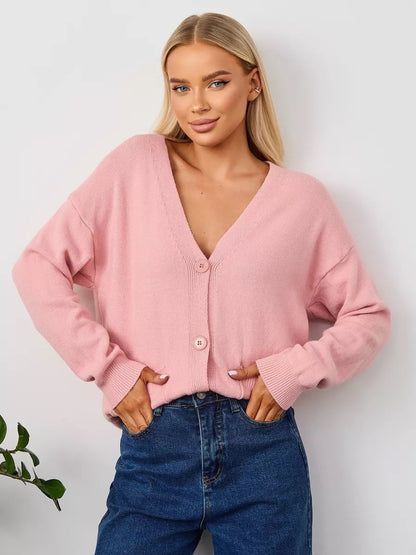 Dames cardigan douillet avec décolleté en V et poches pratiques Chic und Stil