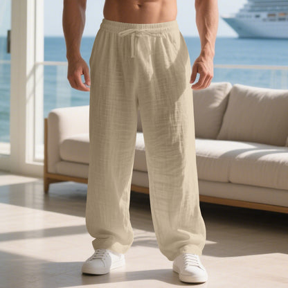 Casual long cotton pants for men with elastic waistband and practical drawstring Chic and Style