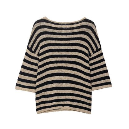 Pull en tricot décontracté pour femmes avec de larges rayures et un matériau doux Chic und Stil