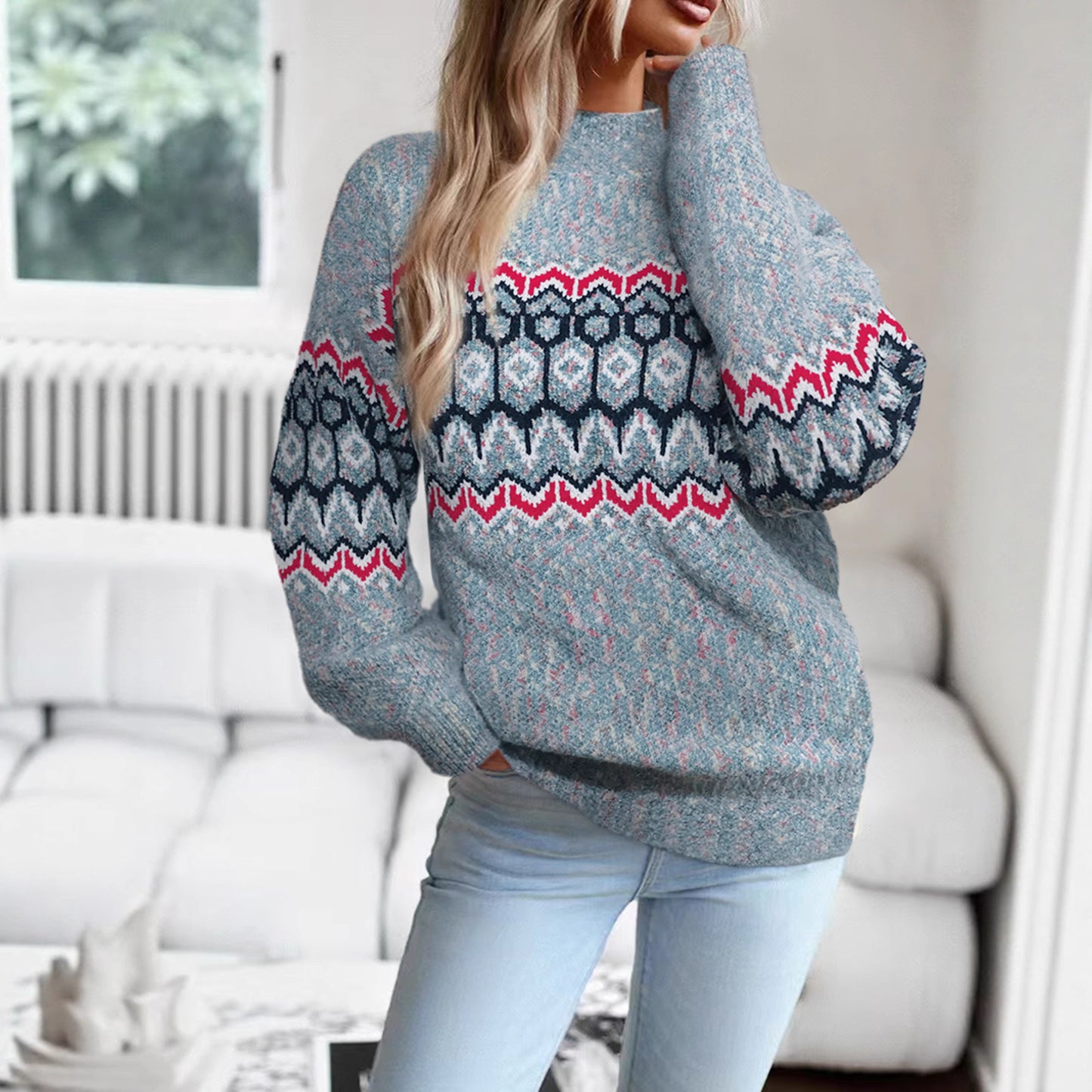 Pull en tricot pour femmes avec un motif géométrique moderne et une coupe oversize Chic und Stil