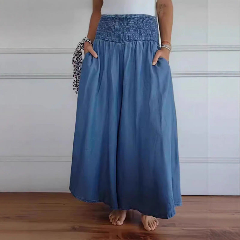 Wide airy pants for women with elastic waist and pockets Chic and Style