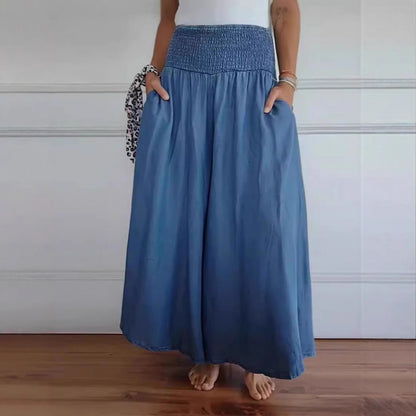 Wide airy pants for women with elastic waist and pockets Chic and Style