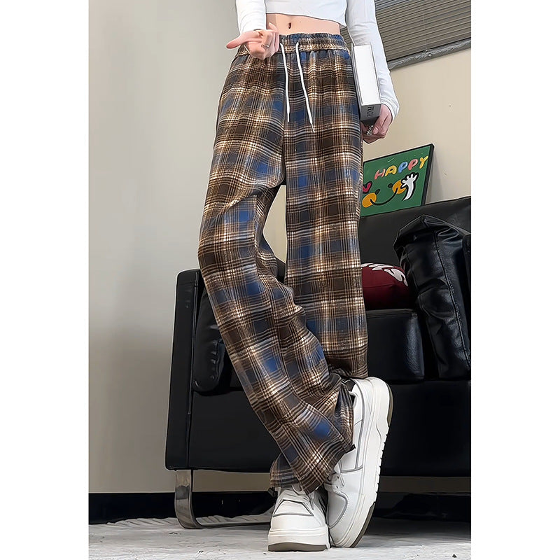 Loose plaid harem pants for women with elastic waistband and side drawstring Chic and Style