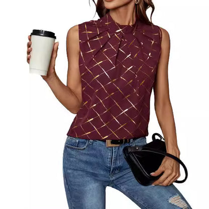 Dames Élégamment coupé Top avec détail de nœud ludique et motif scintillant Chic und Stil