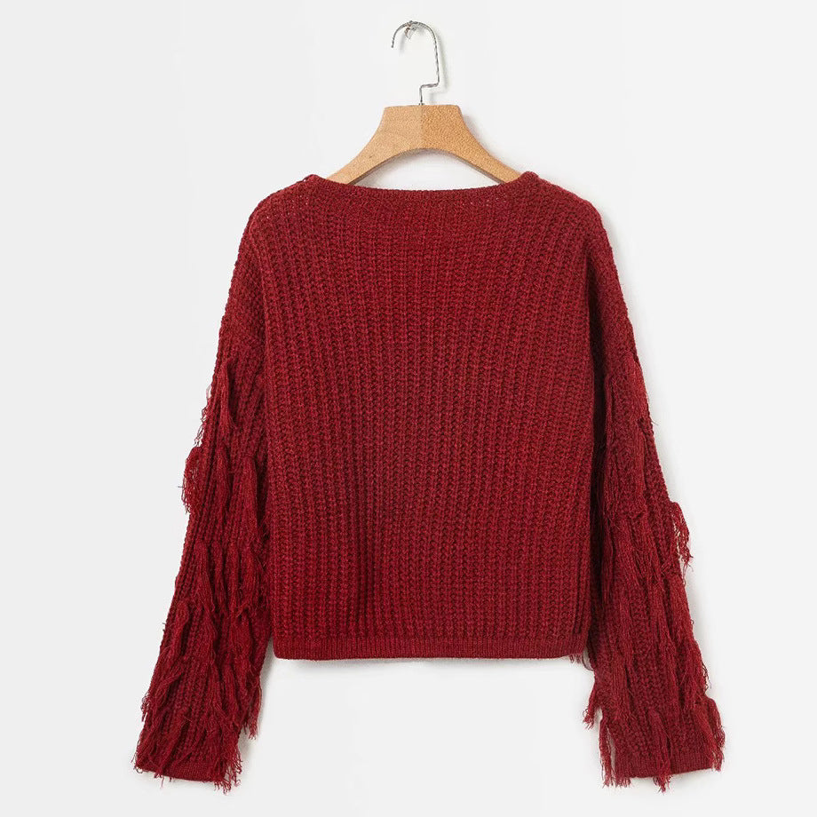 Pull en tricot épais pour femmes avec des manches frangées Chic und Still