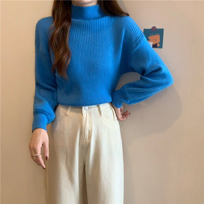 Pull femme tendance avec col montant et structure côtelée Chic und Stil