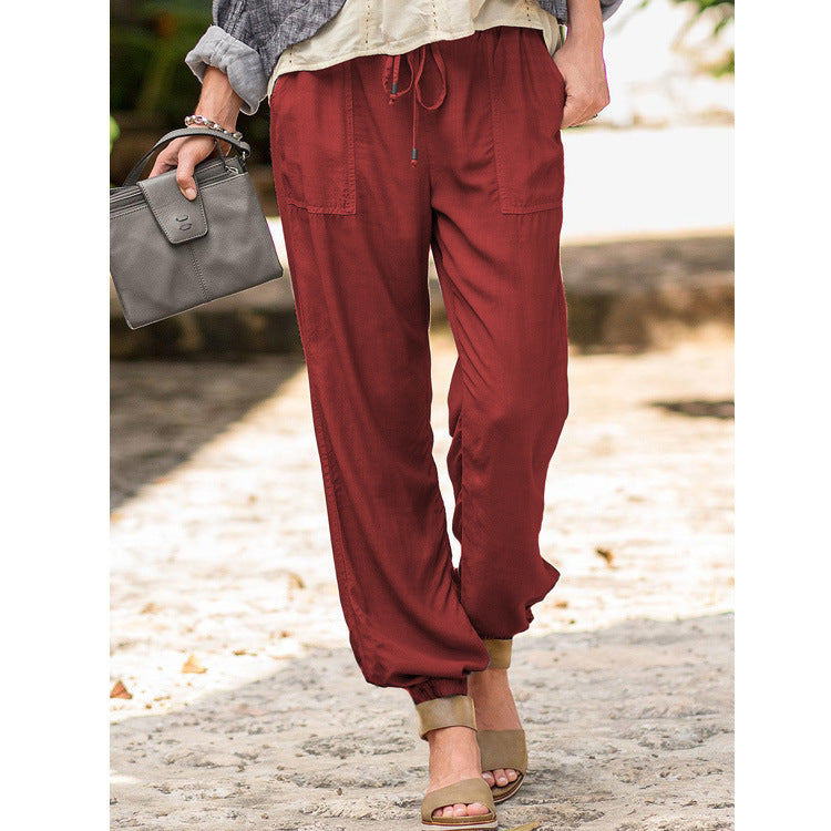 Ladies Comfortable Summer Pants with Elastic Waist and Practical Pockets Chic and Style