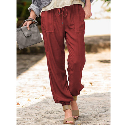 Ladies Comfortable Summer Pants with Elastic Waist and Practical Pockets Chic and Style