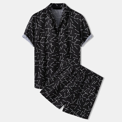 Hommes ensemble de chemise à manches courtes à la mode et de shorts Chic und Stil