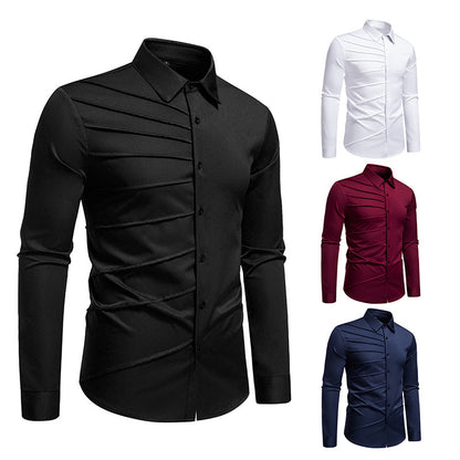 Chemise à manches longues tendance pour hommes avec un design de plis original Chic und Stil