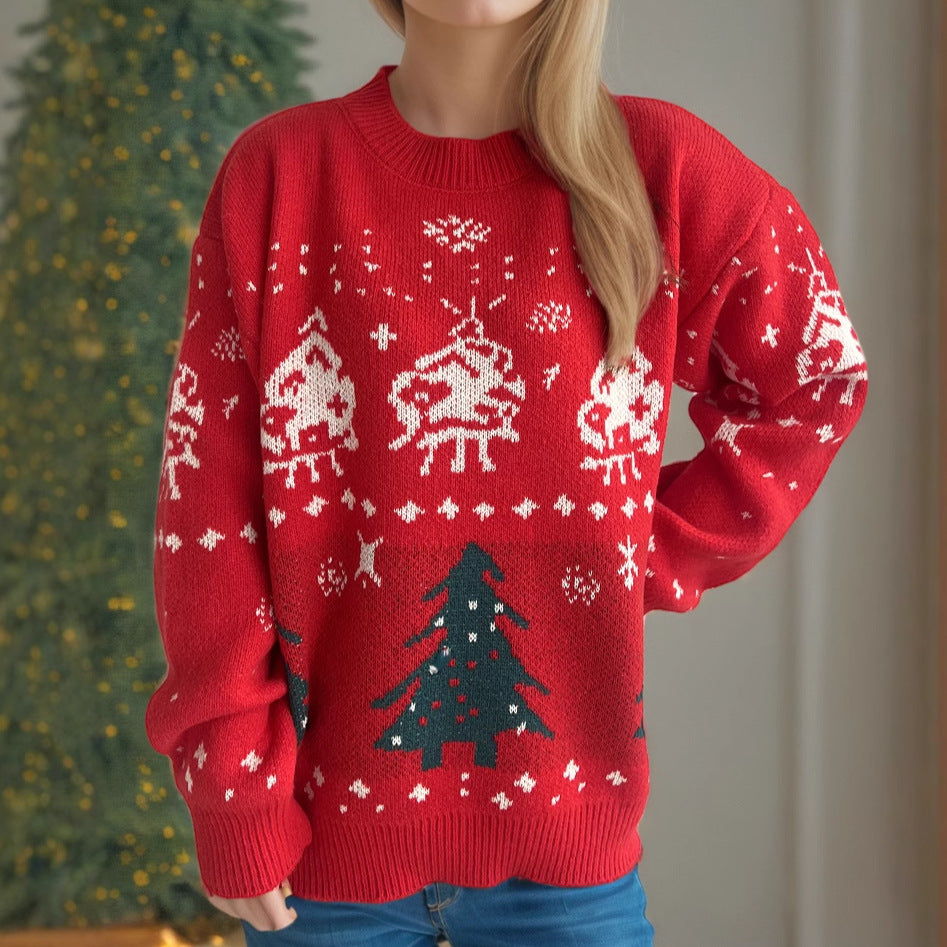 Pull en tricot de Noël pour femmes avec motifs festifs et coupe décontractée Chic und Stil