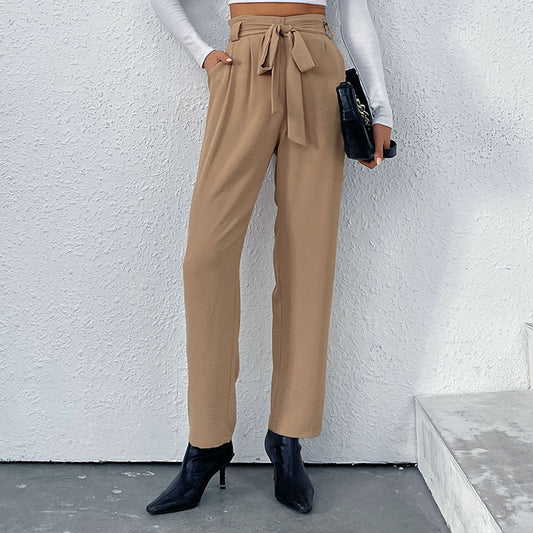 Pantalon sur mesure taille haute pour femmes avec détail nœud Chic und Stil