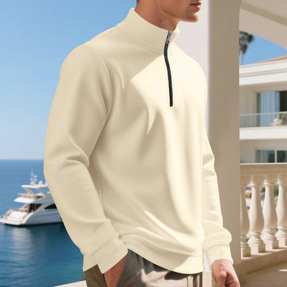 Sporty pullover for men with half-zip and breathable structure Chic und Stil