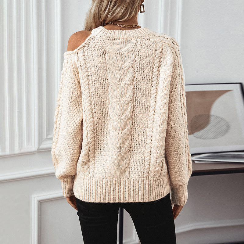Pull en grosse maille pour femmes avec une structure élégante et des manches bouffantes à la mode Chic und Stil