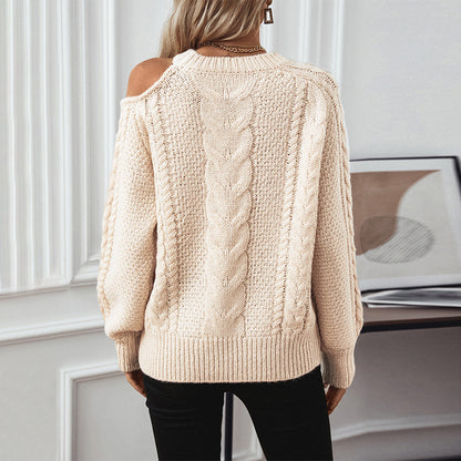 Pull en grosse maille pour femmes avec une structure élégante et des manches bouffantes à la mode Chic und Stil