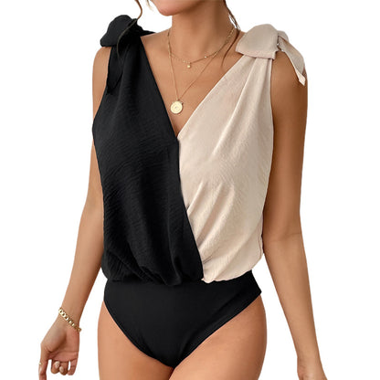 Blouse à épaules liées asymétrique pour femmes Chic und Stil