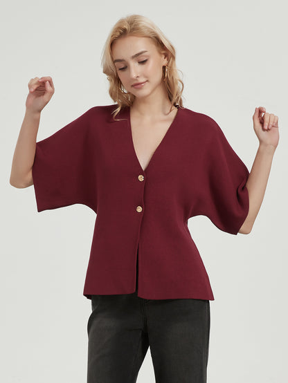 Dames cardigan à la mode avec décolleté en V profond et élégante patte de boutonnage Chic und Stil