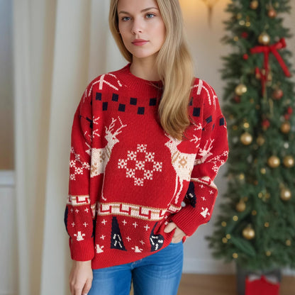 Pull de Noël à motif pour femmes avec design de renne festif et coupe oversize Chic und Stil