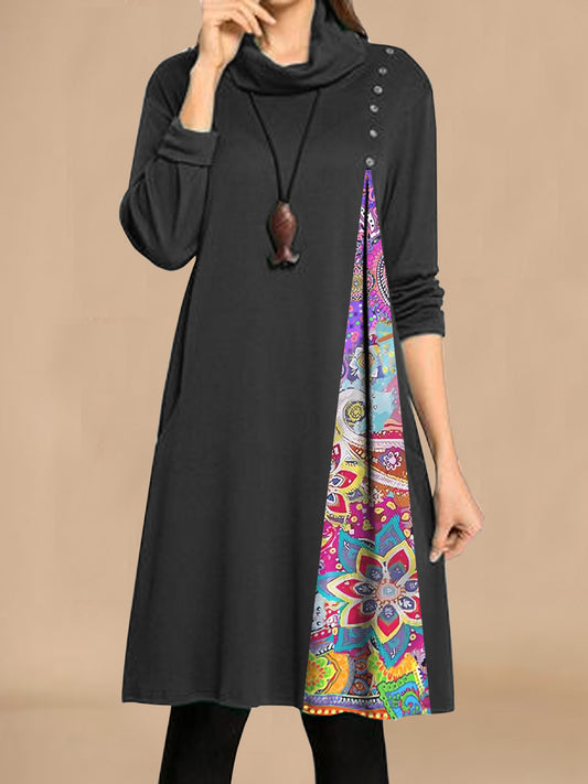 Robe de loisirs à la mode pour femmes avec ourlet asymétrique et boutons décoratifs Chic und Stil