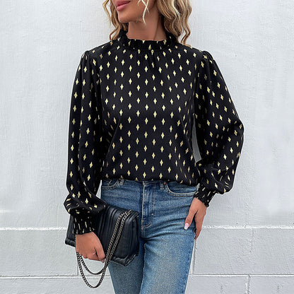 Chemisier femme avec impression de haute qualité et manches bouffantes généreuses Chic und Stil