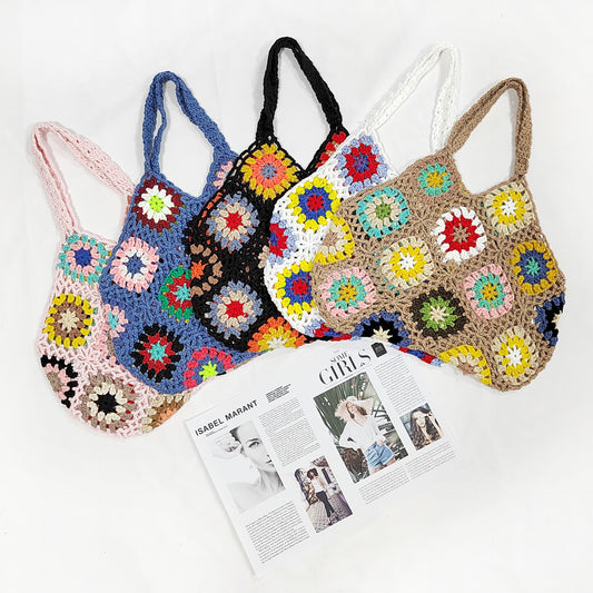 Dames Crochet Grand-Mère Carré Sac de Transport Chic und Stil