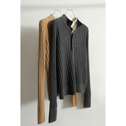 Haut en tricot Henley côtelé pour femmes Chic und Stil