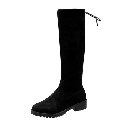 Bottes femme au-dessus du genou avec surface veloutée et détail de lacet réglable Chic und Stil