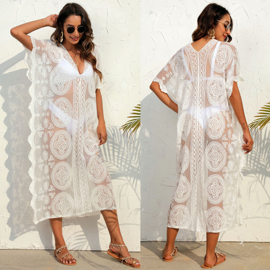 Dames Élégant Paréo Brodé Robe Chic und Stil
