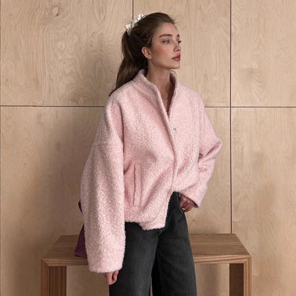 Dames joueuse Teddyjacke avec fermeture éclair pratique et poches latérales Chic und Stil