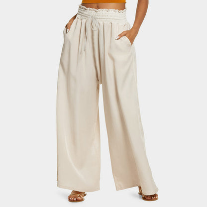 Wide leg pants for women with elastic waistband and side pockets Chic and Style