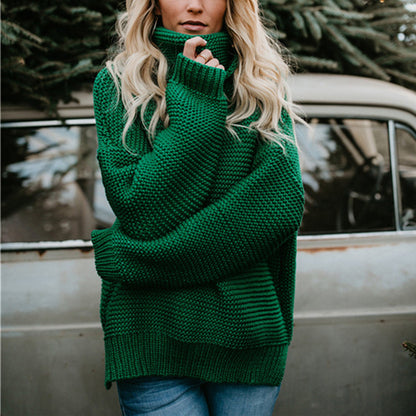 Pull en grosse maille pour femmes avec col montant et coupe décontractée Chic und Stil