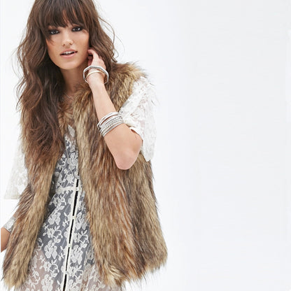 Dames Gilet en fausse fourrure douce avec coupe ouverte et doublure intérieure douce Chic und Stil