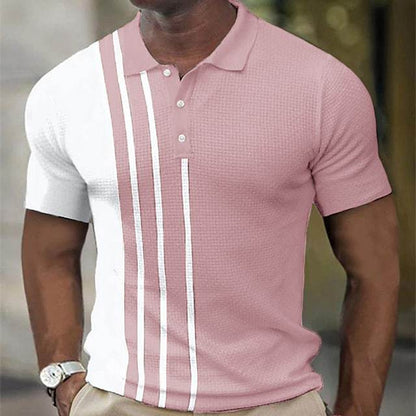 Hommes Polo Performance Texturé à Manches Courtes Chic und Stil