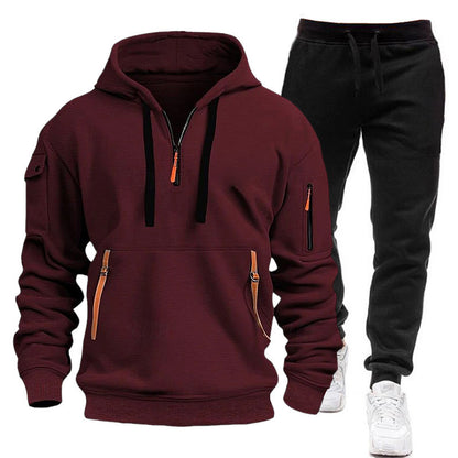 Men's sporty hoodie sweatshirt with practical zippered pockets and comfortable jogger pants Chic and Style