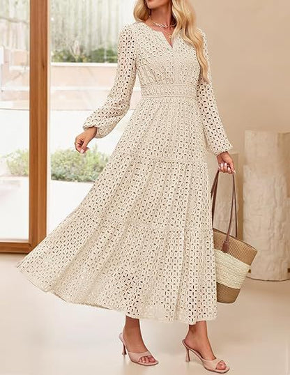 Robe maxi pour femmes au design élégant en crochet Chic und Stil
