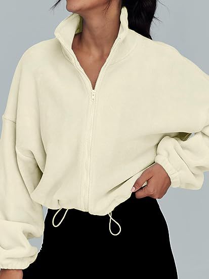 Pull-over en molleton décontracté pour femmes avec col haut et cordon de serrage Chic und Stil