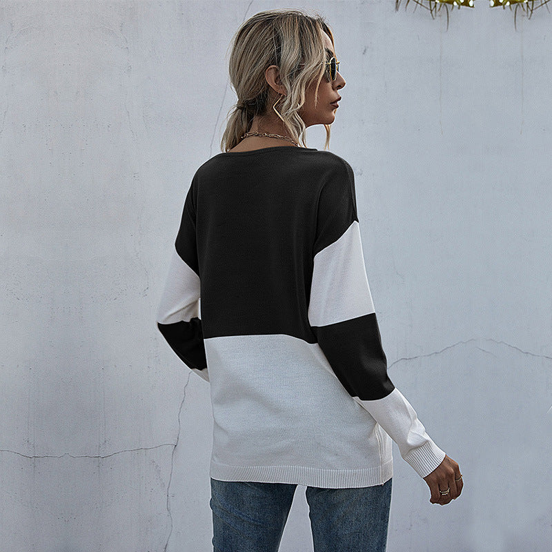 Pull en tricot décontracté pour femmes avec décolleté en V et motif géométrique Chic und Stil