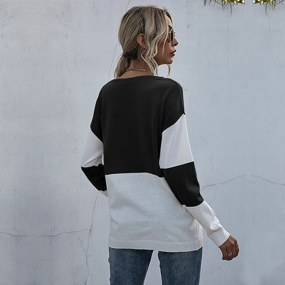 Pull en tricot décontracté pour femmes avec décolleté en V et motif géométrique Chic und Stil