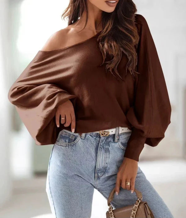 Pull oversized pour femmes avec une coupe asymétrique et un décolleté plongeant Chic und Stil