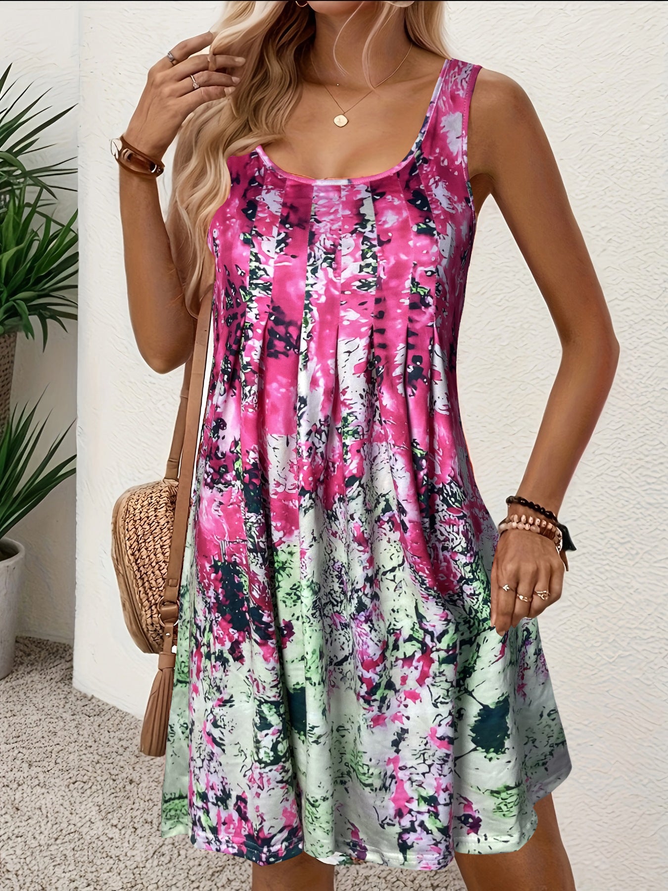 Robe d'été en A plissée pour femmes Chic und Stil