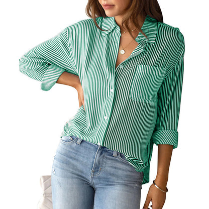 Blouse décontractée pour femmes avec de fines rayures et poche poitrine Chic und Stil