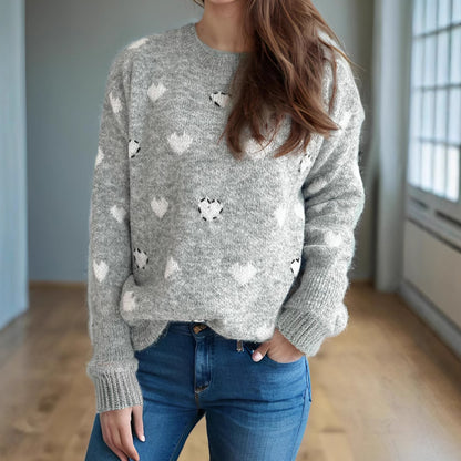 Pull femme en tricot douillet avec design en forme de cœur et matériau doux Chic und Stil