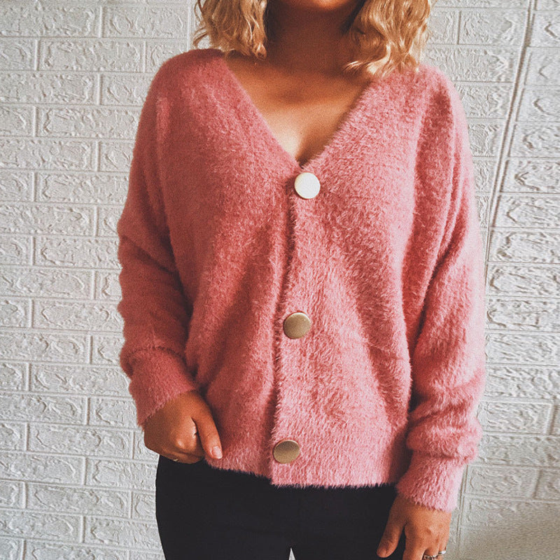 Dames Pull à cardigan douillet avec détails de boutons et design ample Chic und Stil