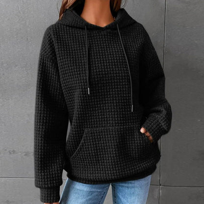 Sweat à capuche décontracté pour femmes avec surface texturée et poche kangourou pratique Chic und Stil