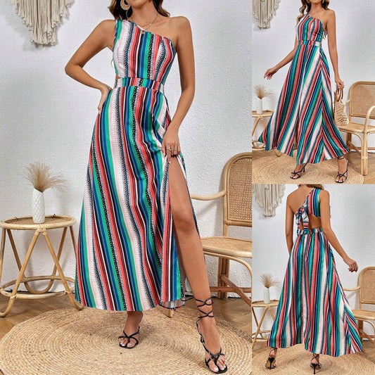 Robe maxi à une épaule avec fente haute Chic und Stil