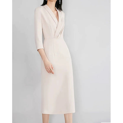 Robe portefeuille midi élégante pour femmes Chic und Stil