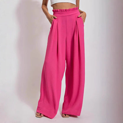 Loose high-waisted pants for women with pleats and elastic waist Chic and Style